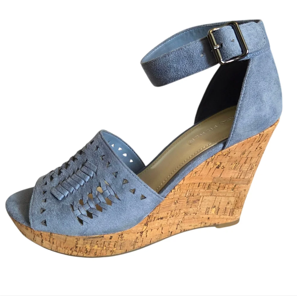 Womens Marc Fisher Batini Faux Suede Wedge Heel Sandals Size-8.5